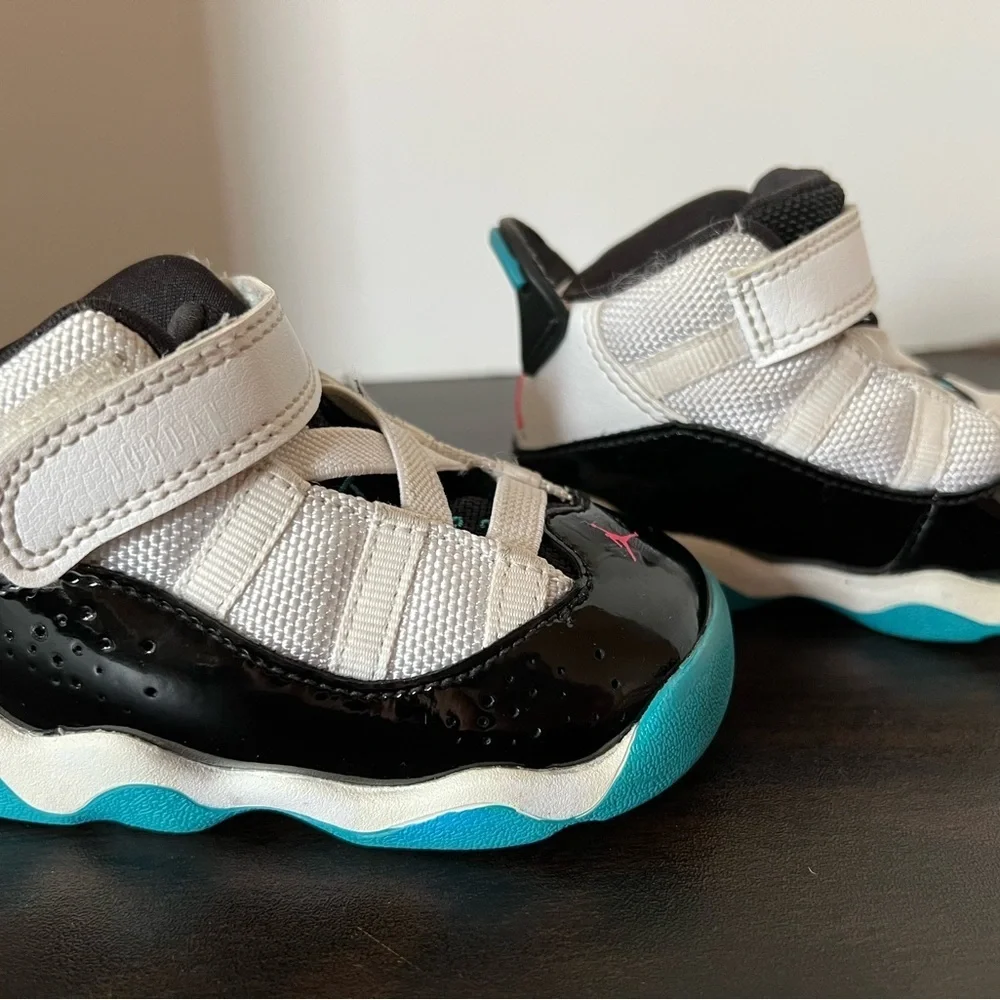 Jordan Black and White Sneakers with Patent Leather